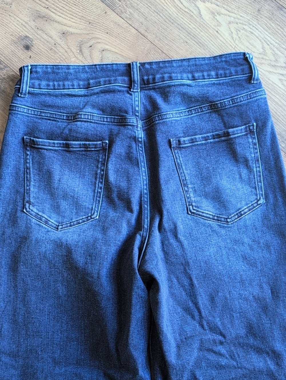Quince Jeans Stretch High Rise Patch Pocket Wide Leg Size 31, Dark Blue Wash - Picture 9 of 13